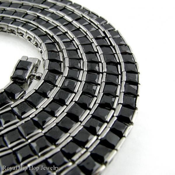 35 4mm STAINLESS STEEL BEZEL SET PRINCESS CUT CZ CHAIN  