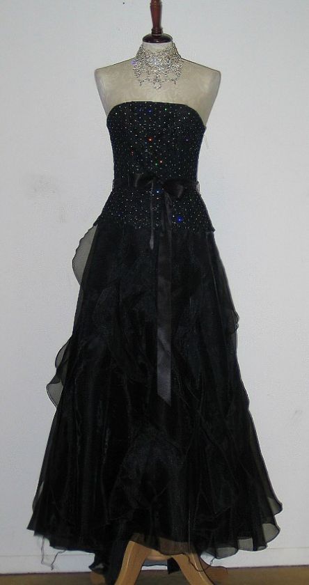 NWT Jessica McClintock Black Organza Sparkle Formal Dress Gown Size 3 