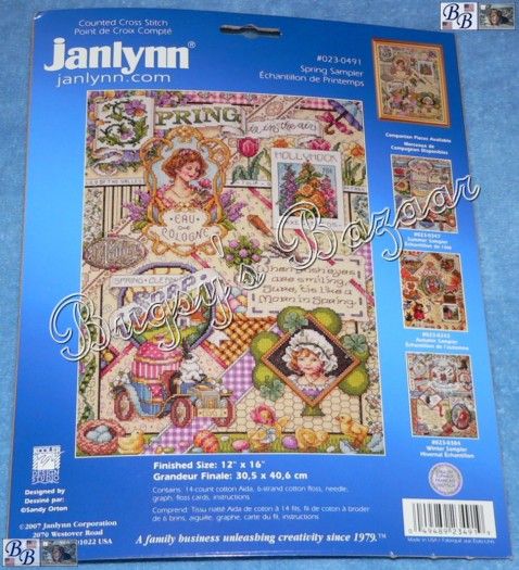 Janlynn SPRING SAMPLER Counted Cross Stitch Kit   Sandy Orton  