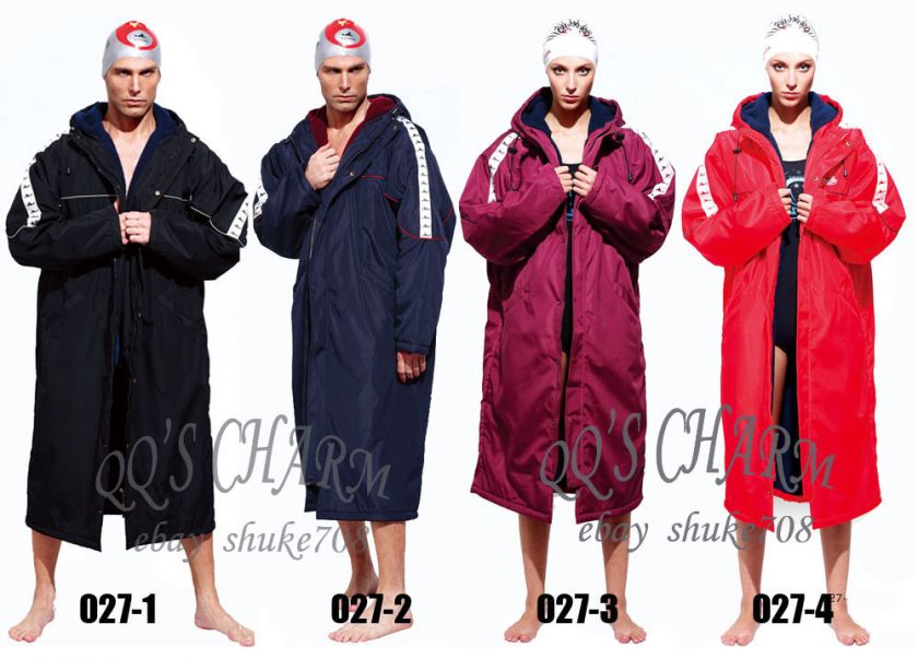   Sport Swim Swimming Pool Parka Long Coat Jacket HOODED THICK Keep Warm