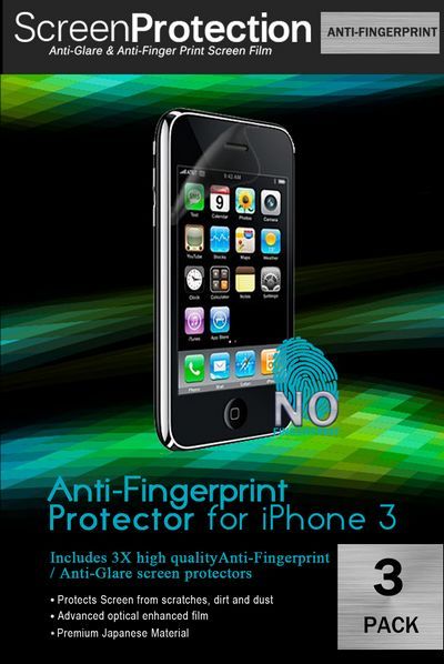 3x iPhone 3GS Premium Anti Glare Fingerprint Screen Protector Matte 