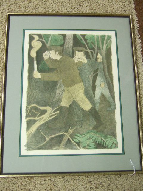 Large S/N Raphael Soyer Lithograph Night Watchman litho  