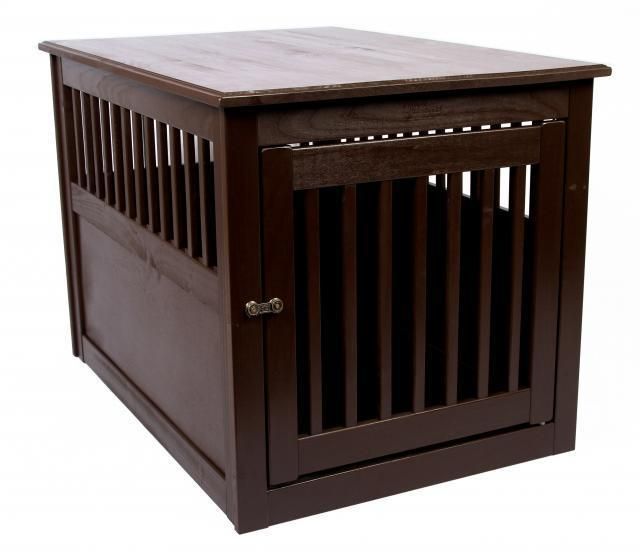 Deluxe Wood DOG CRATE pen pet house indoor end table Kennel indoor 