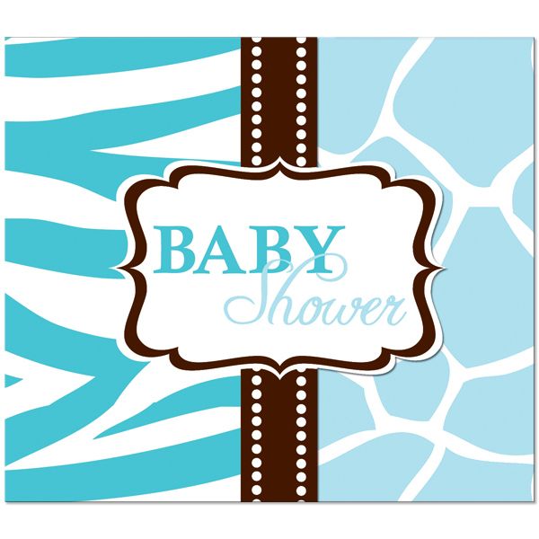 Wild Safari Blue Baby Shower Party Invitations 073525924908  