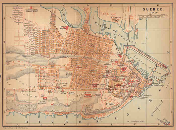 Canada 1900 QUEBEC CITY. Québec. Old Detailed Antique Map.  