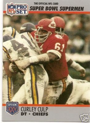 CURLEY CULP 1990 Superbowl card KANSAS CITY CHIEFS  