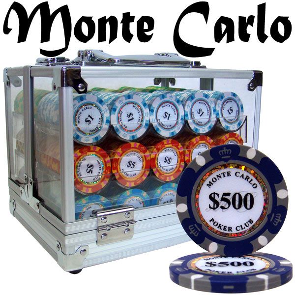 600 Acrylic Case Monte Carlo Casino Poker Chip Set  