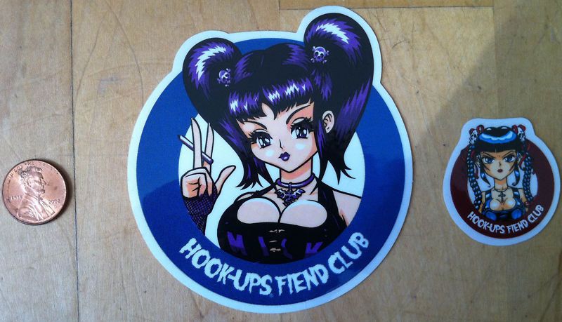 HOOK UPS VINTAGE NOS FIEND CLUB 2 STICKER SET MINT  