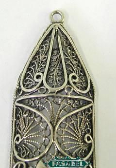 GRAND Sterling Silver & Filigree Mezuzah Case Judaica  