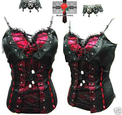 Jrock Geisha Visual Kei Delicious Poison Red Emo Corset  