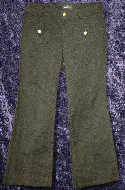   ULTRA LOW RISE STRETCH COTTON TWILL KHAKI CHINO FLARE PANTS 0 S  