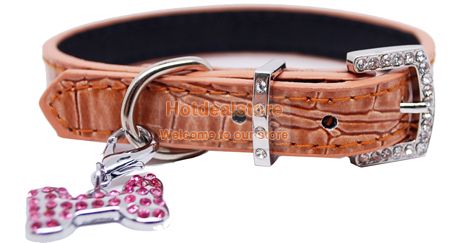 PU Croc Leather Pet Dog Cat Collar Multi Color  