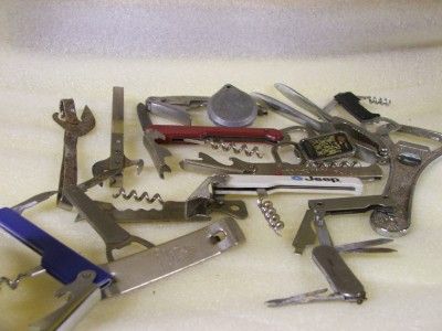 17 PIECES BOTTLE OPENER POCKET KNIFE BULK LOT MIXED TIN  