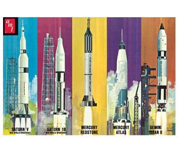 AMT 700 Man In Space Rocket Set 5 ROCKETS INCLUDED RETRO PACKAGING Re 