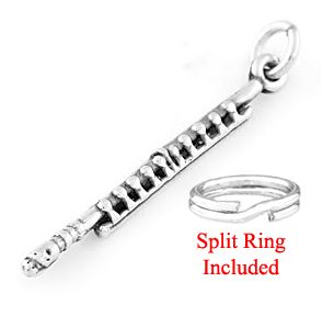 STERLING SILVER INSTRUMENT FLUTE CHARM W/ SPLIT RING  