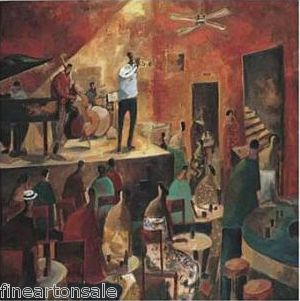 32x32 Red Jazz by Didier Lourenco Music Canvas Art  