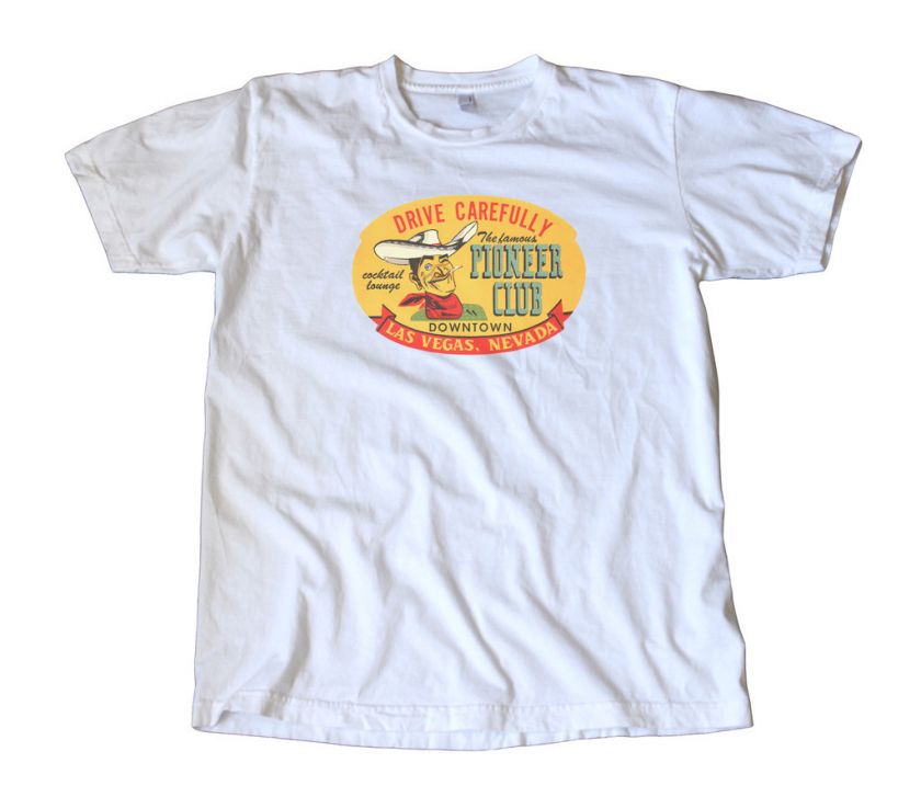 Vintage Las Vegas Pioneer Club Travel Decal T Shirt  