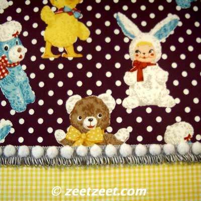 Japanese~STUFFED ANIMALS~EGGPLANT Quilt Fabric 1/2 Yd.  