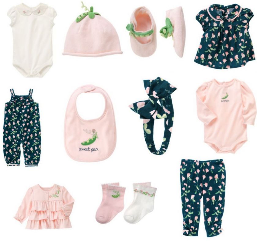   Pretty Pea Leggings, Bodysuit, Cardigan, Hat, Bib 0 24 mo U Pick