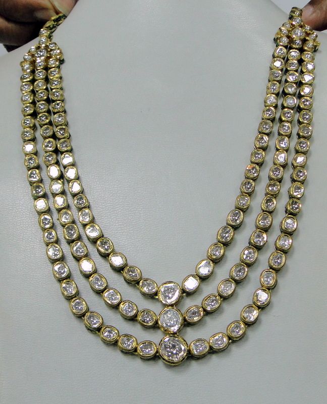   ct Gold Diamond kundan meena necklace choker w earrings jewelry  