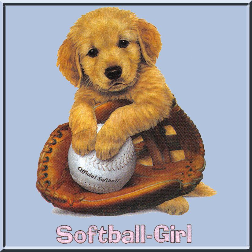Softball Girl Golden Retriever Puppy Dog WOMENS RIBBED TANK TOPS S,M,L 