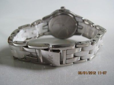 AK Anne Klein 10/9457 Swarovski Crystal Silvertone White Ceramic 