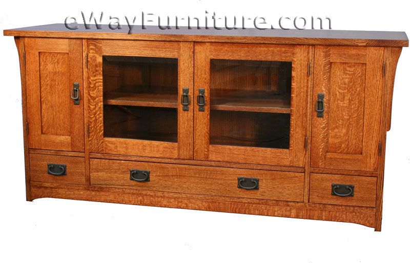 MADE IN AMERICA MISSION SOLID ENTERTAINMENT OAK WOOD TV CONSOLE 