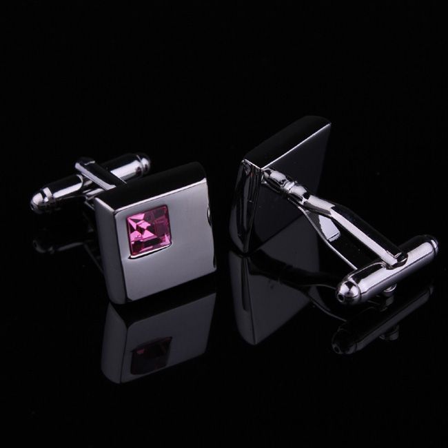 Silver Mens Cufflinks Cuff Links mens Dress Wedding cufflinks pink 