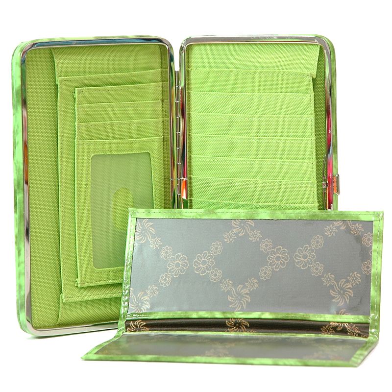 Textured Extra Deep Metal Frame Wallet Green  