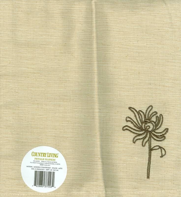 New Petals Latte Cotton Napkins 4 Pk 18x18  