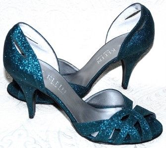 275 New Shoes Pumps Anne Klein teal Glitter Sutton 10  