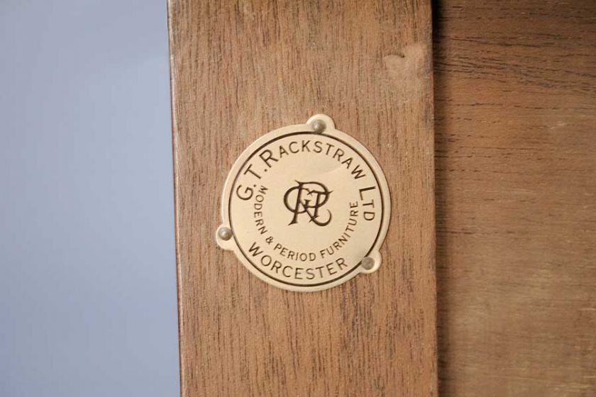 The label indicates that this sideboard was crafted by G.T. Rackstraw 