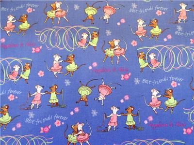 New Angelina Ballerina Mouse Alice Ballet Cartoon Girls Flowers Fabric 