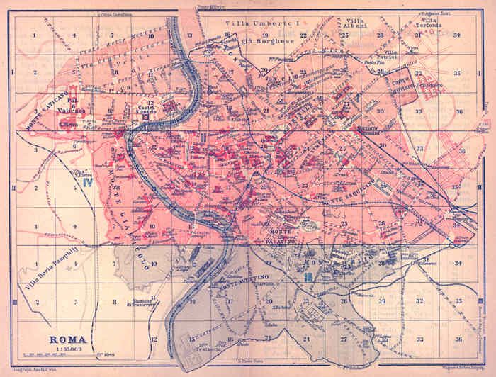 LARGE PLAN OF ROME IN 3 SECTIONS OF WHICH THIS IS ONE EXAMPLE