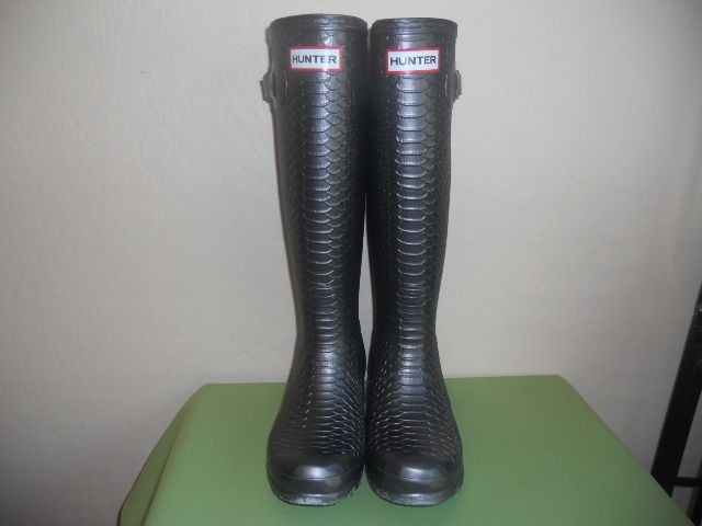   Snakeskin Tall PEWTER Rainboots Size 5, 6, 7, 8, 9 New Without Box