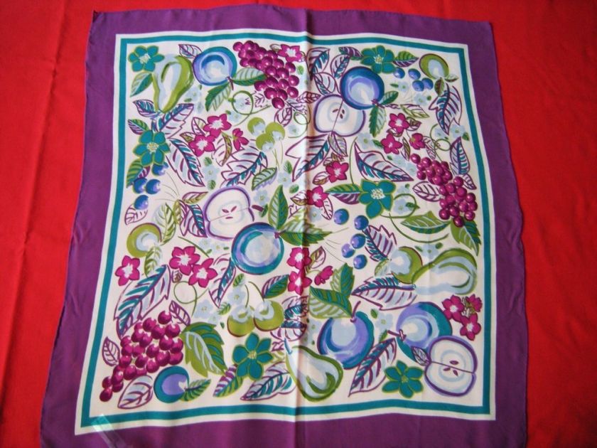 Baar &Beards all Silk Square Scarf Grape Turq Wht 30  