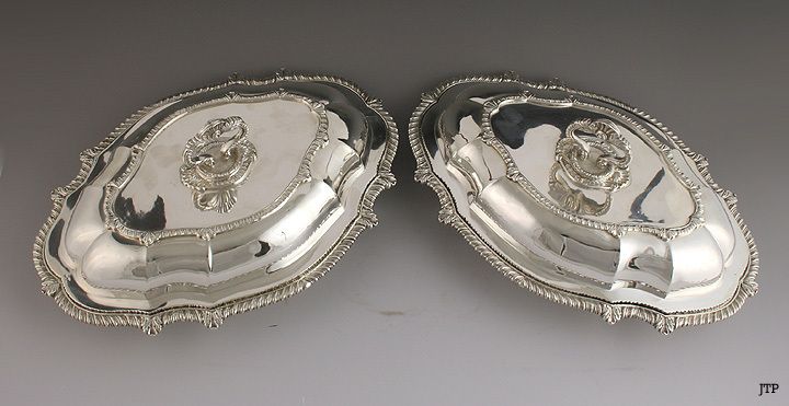 GEORGIAN 1814 ENGLISH STERLING COVERED SERVING DISHES  