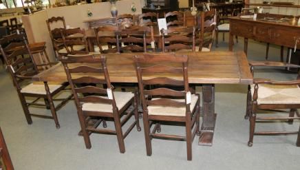 Abbey Country Oak Trestle Dining Table Refectory  