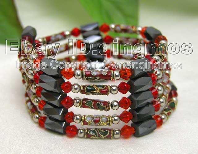 wholesale 10X Cloisonne Hematite Magnetic Bead Bracelet  