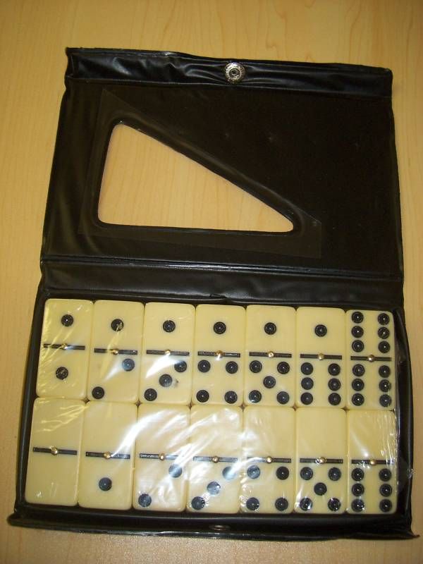 Sets Dominoes Double Six Set of 28 Ivory. Black Dots  