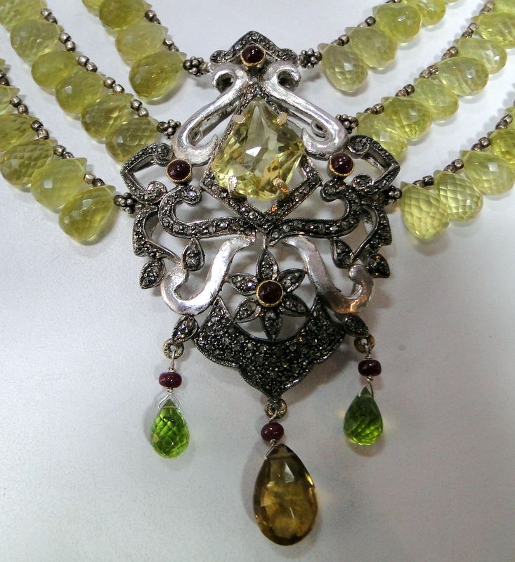 Victorian topaz diamond ruby silver necklace jewelry  