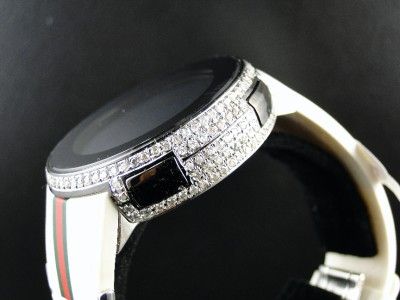 CUSTOM WHITE FULL i GUCCI DIGITAL DIAMOND WATCH 5.5 CT  