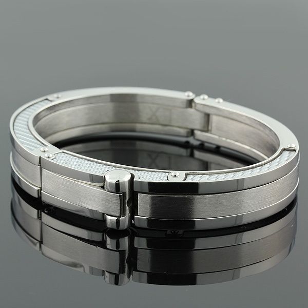 Handcuff Stainless Steel Mens Bracelet  