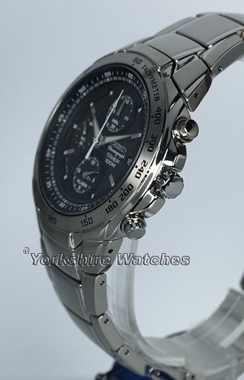 NEW SEIKO TITANIUM CHARCOAL GREY CHRONO ALARM SNAB91P1  