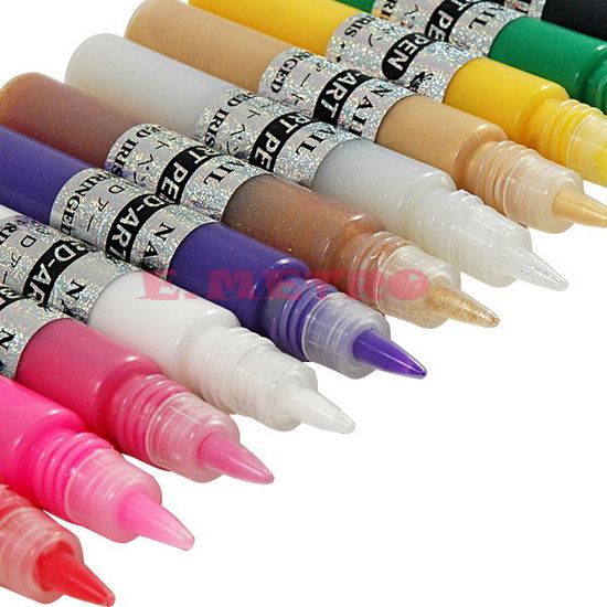 12 COLOR 3D NAIL ART PEN DRAWING DESIGN BRUSH POLISH  