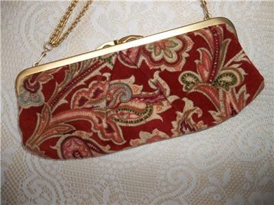 VALERIE STEVENS~VELVET TAPESTRY GOLD CHAIN PURSE CLUTCH  