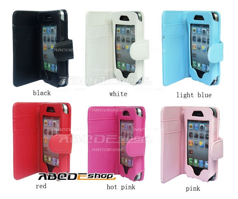 Wallet Flip Leather Case Cover For APPLE iPhone 4 4G  