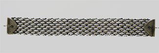 Wide Rolex Hand Woven Sterling Silver Connector Bracelet 6 3/4 Long 