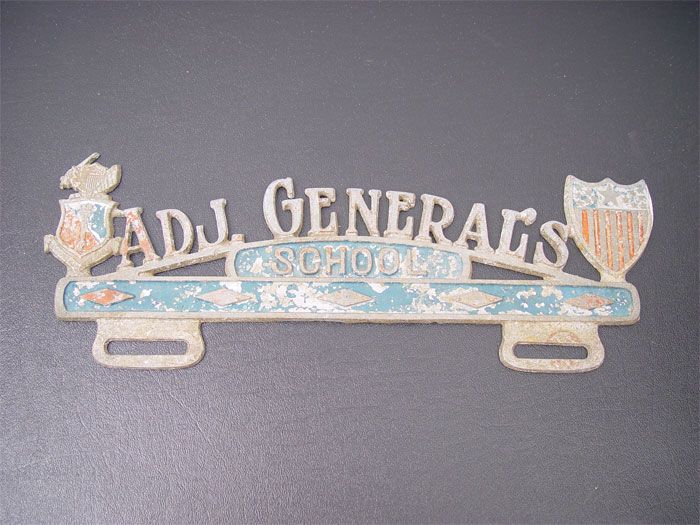 RARE Vintage License Plate Topper From Army School SC  