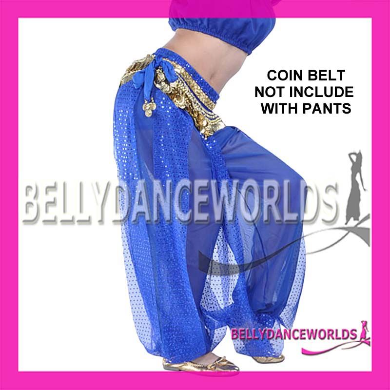 BELLY DANCE COSTUME SPARKLE SHIMMER HAREM PANTS 8 COLOR  